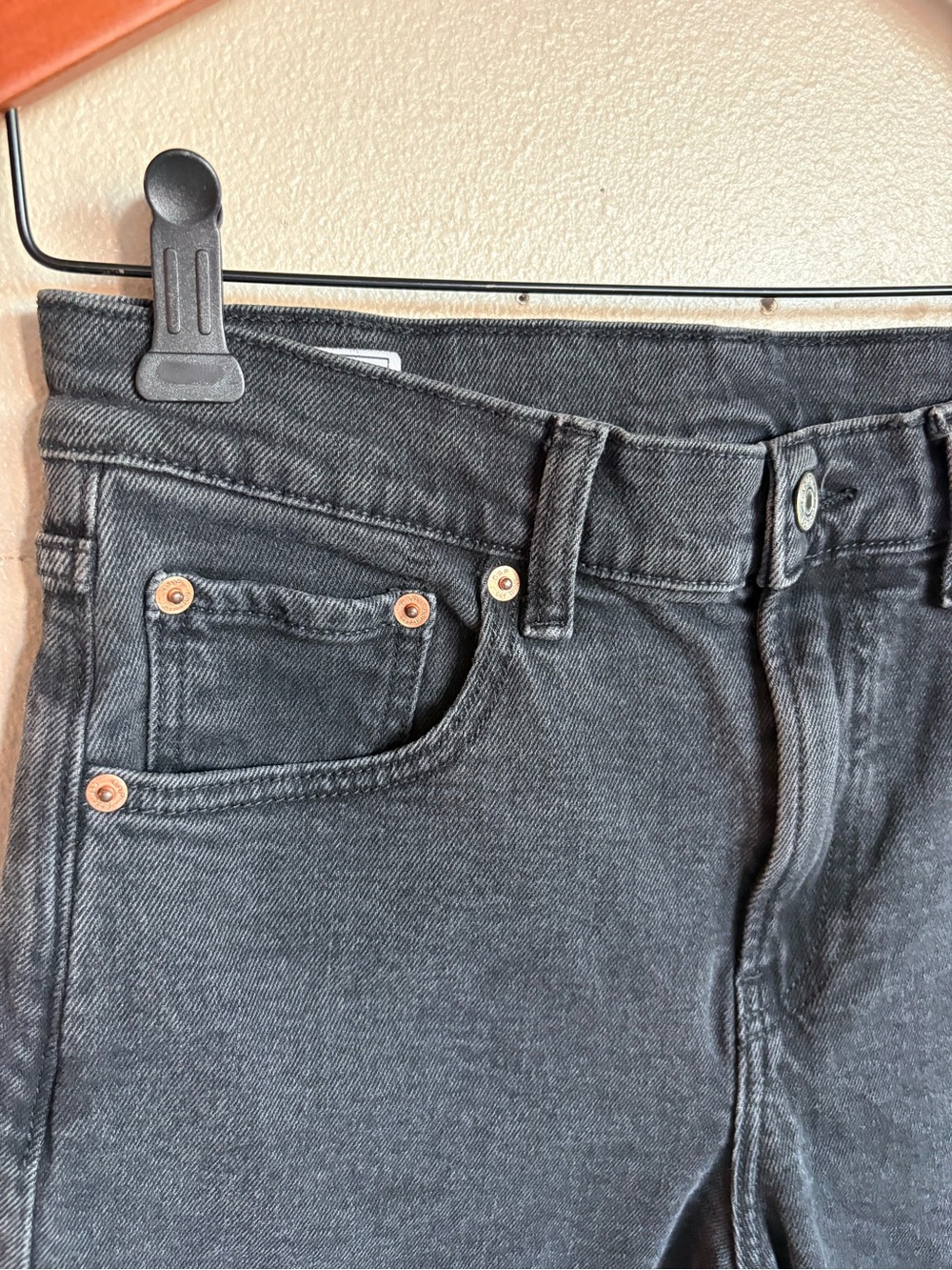 Gap High Rise Stride Jeans Gray Raw Hem Cropped Straight - Picture 9 of 9